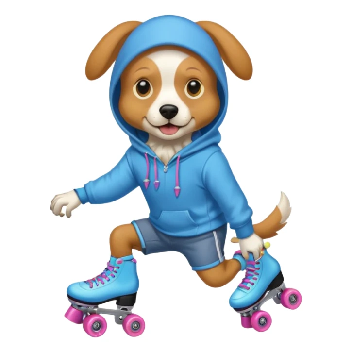  dog in a hoddie with roller skates  sticker