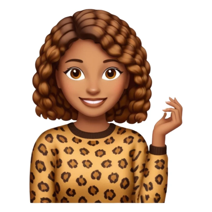 An elegant self confident brown lady in a leopard sweater emoji sticker