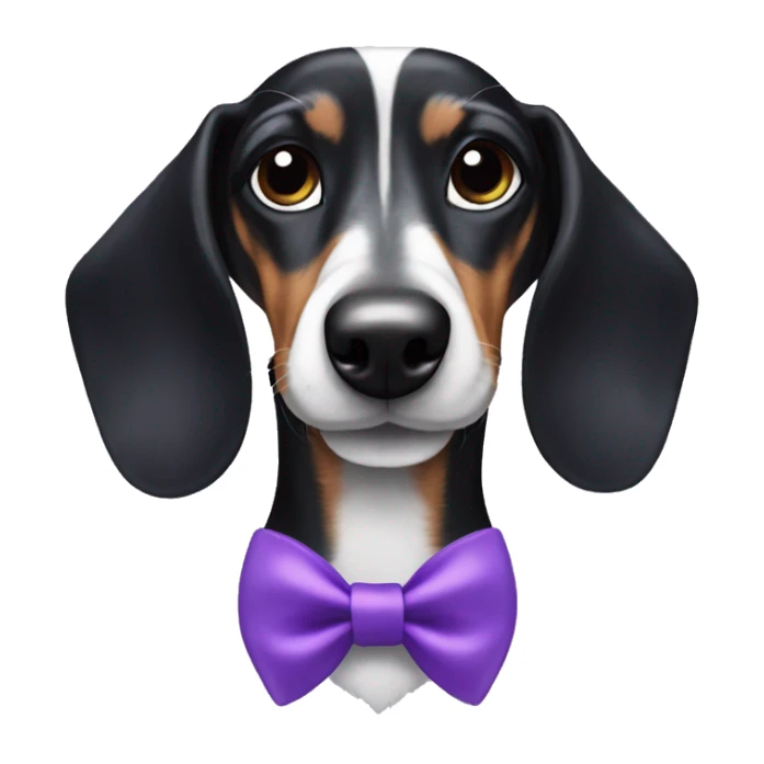 black and white dachshund with purple bows on ears sticker