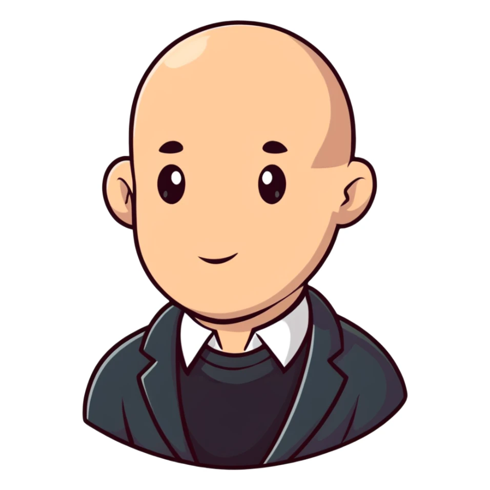 bald man, cartoonish sticker style sticker