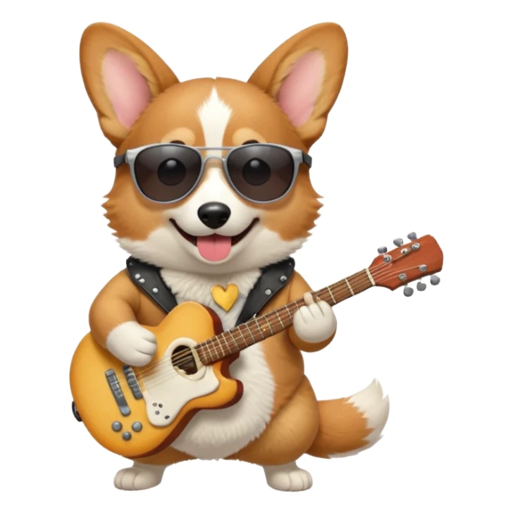A cute corgie playing the guitar like a rockstar sticker