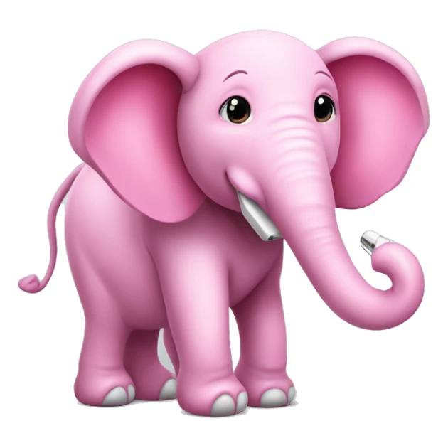 Schattige roze olifant met koptelefoon sticker