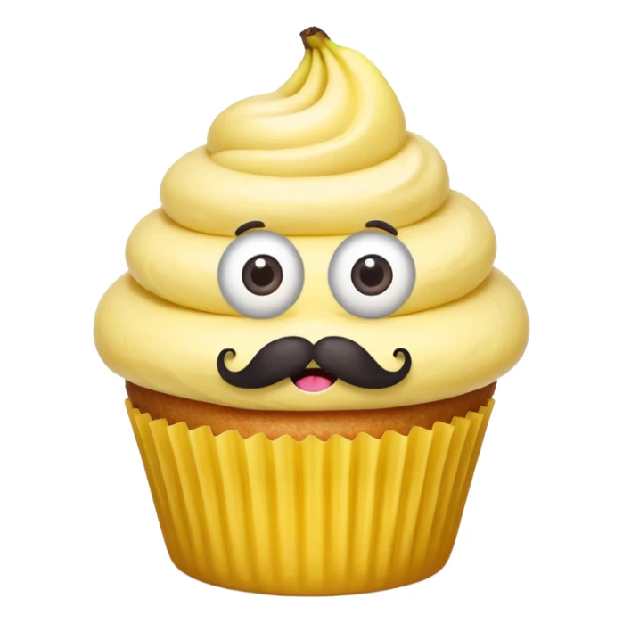 giant mustached, banana cupcake, big eyes sticker