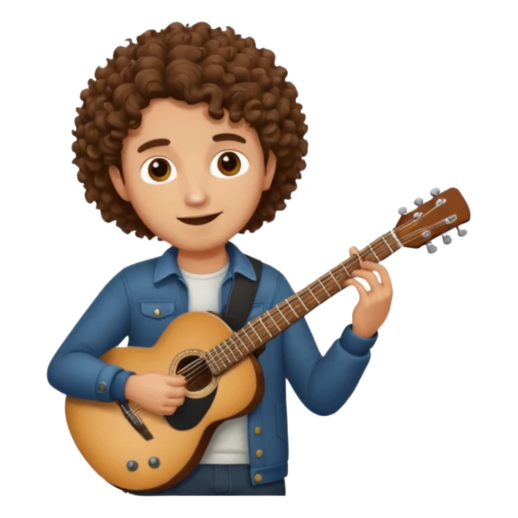 Man with curly hair playing guitar  sticker