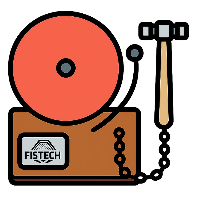 Create a vector art style illustration of a wrestling ring bell with clean lines and flat colors, no background. Focus on clarity and simplicity in a lineal color icon style with black outlines. sticker