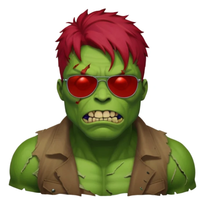 Zombie hulk with red hair and sun glasses sticker