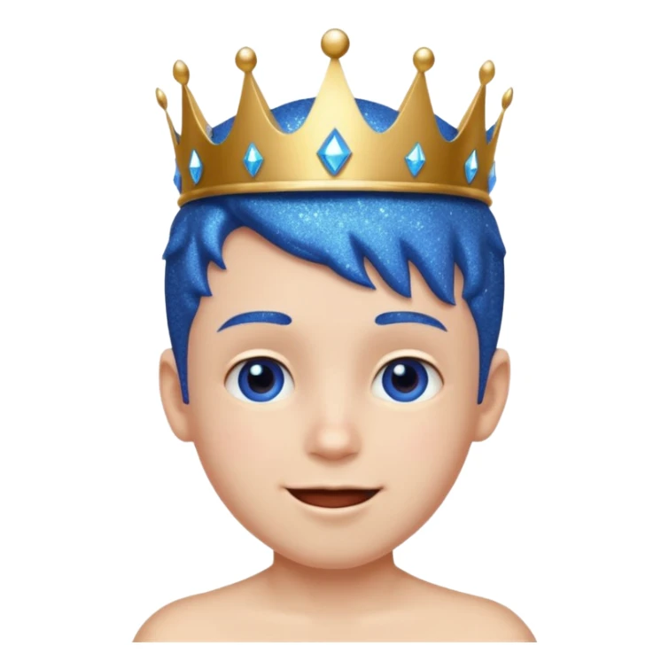 blue Boy happy glitter blue crown sticker