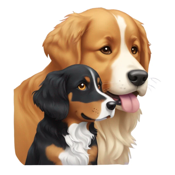 golden retriever and Bernese mountain dog playing sticker