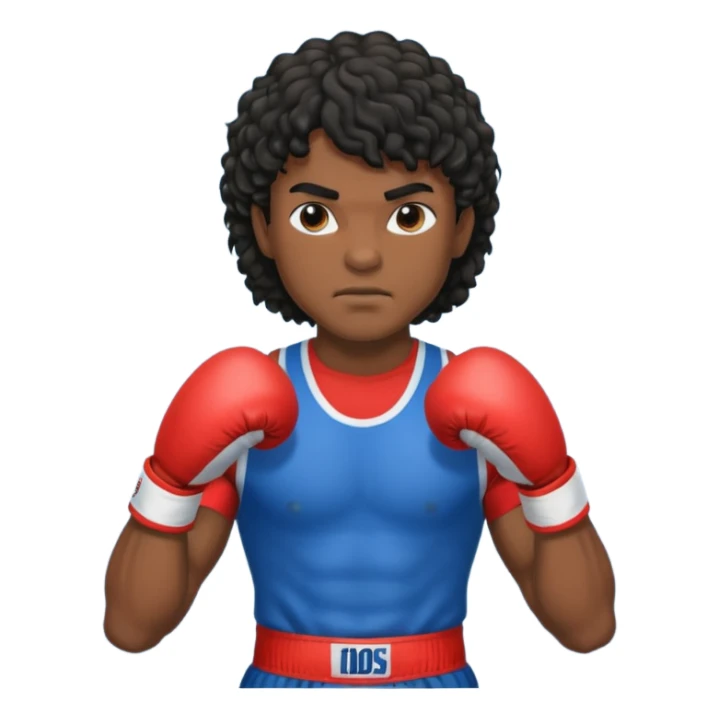 Boxer , with a curly black mullet haircut sticker