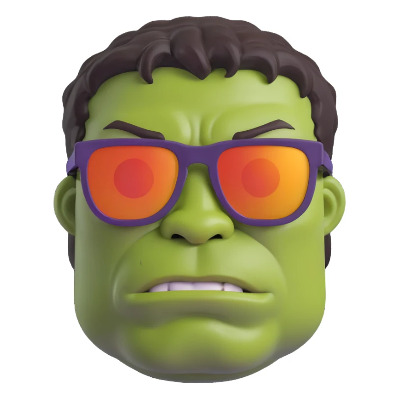 Hulk wearing sunglasses, 3D emoji style sticker
