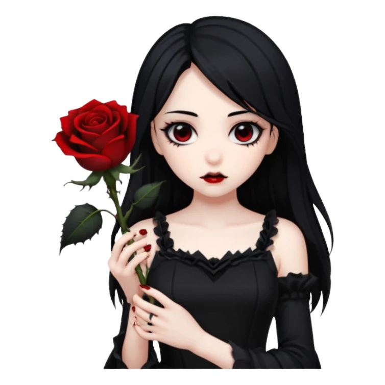 Bloody black rose anime gothic emo  beautiful gorgeous cool edgy cute lady sticker