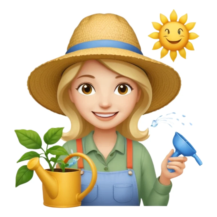 woman gardener with watering pot sticker