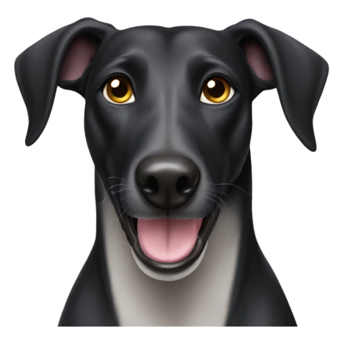 Black Greyhound labrador dog mix with big ears and a long nose sticker
