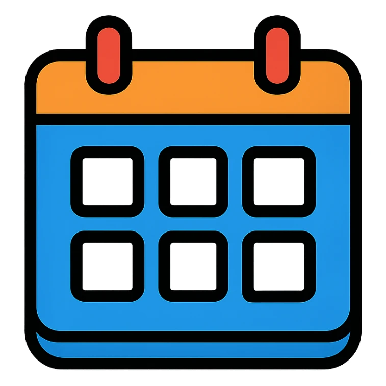 blue calendar, colorful style, white background sticker