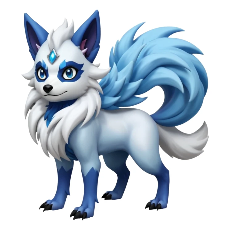 Cool edgy cute adorable hyper-realistic badass Suicune-Lycanroc-Absol-Fakémon-hybrid-creature (full body)  sticker