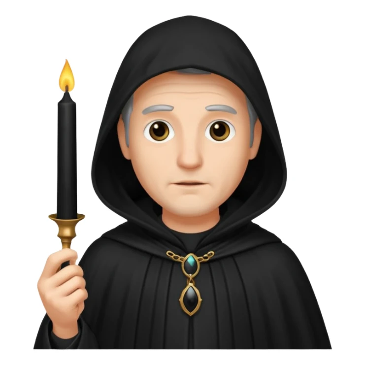 ancient man in black cloak hold a black candle sticker