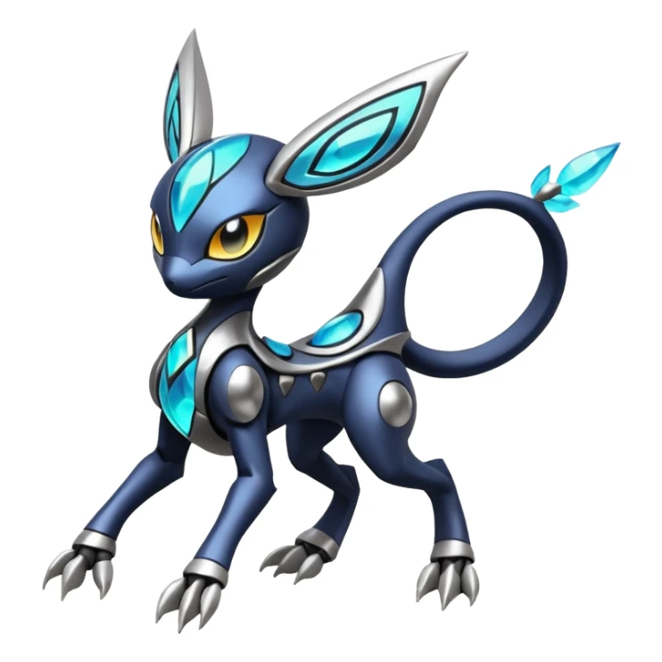 Modern Futuristic Cyber-Meloetta-Greymon-Inteleon-Greninja-Pokémon-Digimon-Fakémon-fusion-hybrid-creature sticker