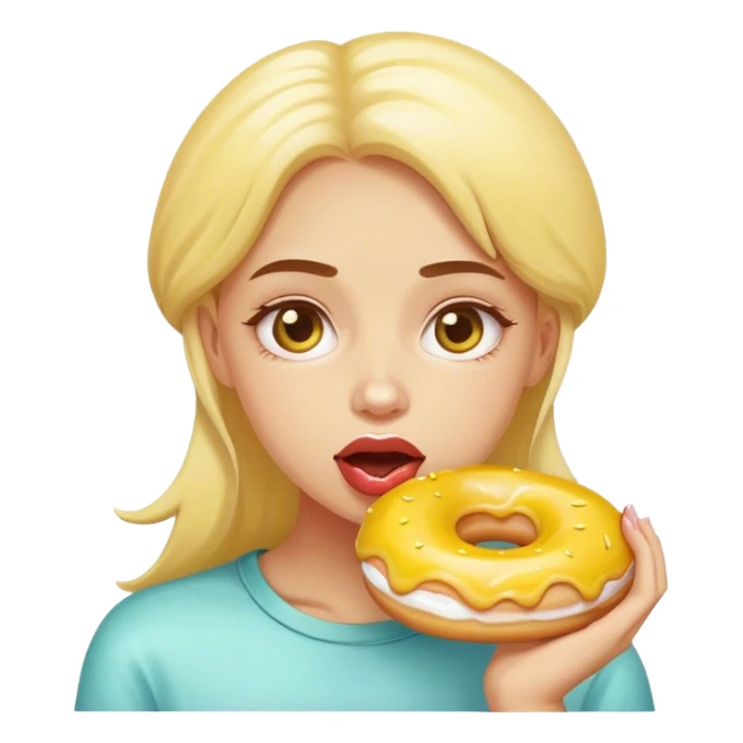Girl drooling over a lemon doughnut sticker