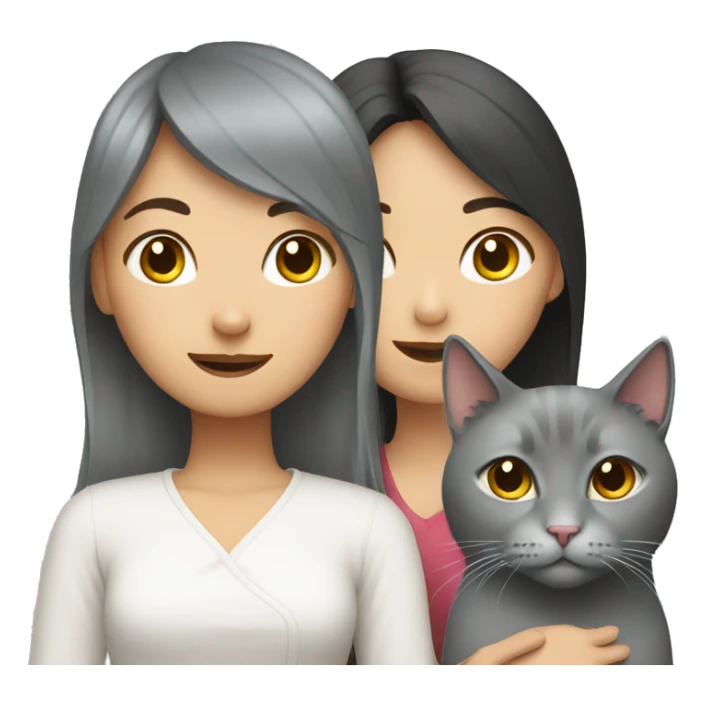 Gray cat and Asian girl sticker