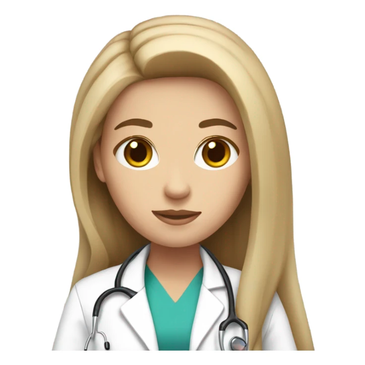 White girl doctor with long brown hair sticker