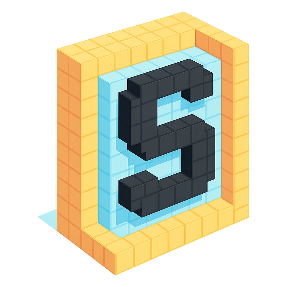 generate logo for my ai company that contains "s" letter, take as a reference notion's logo, but dont copy 100%, use notion's colors sticker