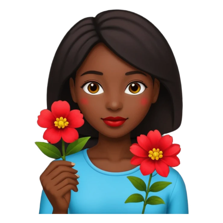 black woman holding flower sticker