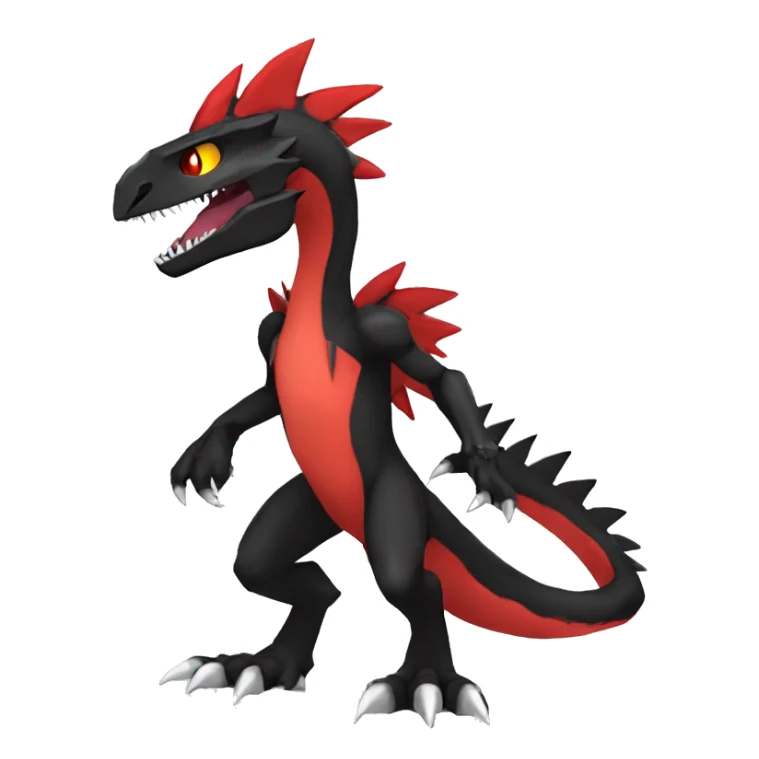  Cool Edgy Black Red Digimon-Fakemon-Guilmon-Velociraptor-Dragon full body sticker