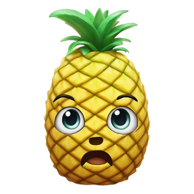 3D one shy pineapple  👱‍♀️🍍 with big shiny eyes 👀 The pineapple cute embarrassed ☺️ sticker