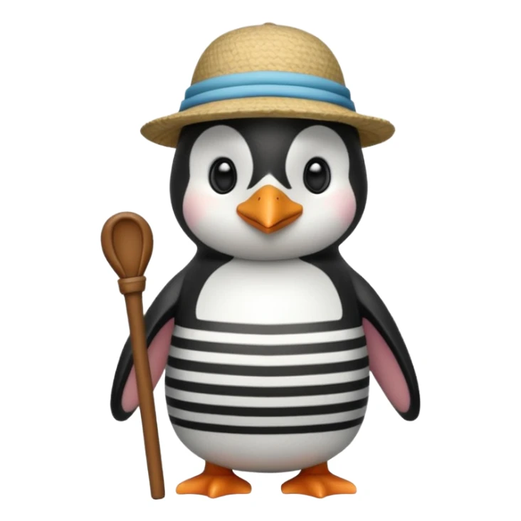 penguin wearing gondolier striped shirt and hat sticker