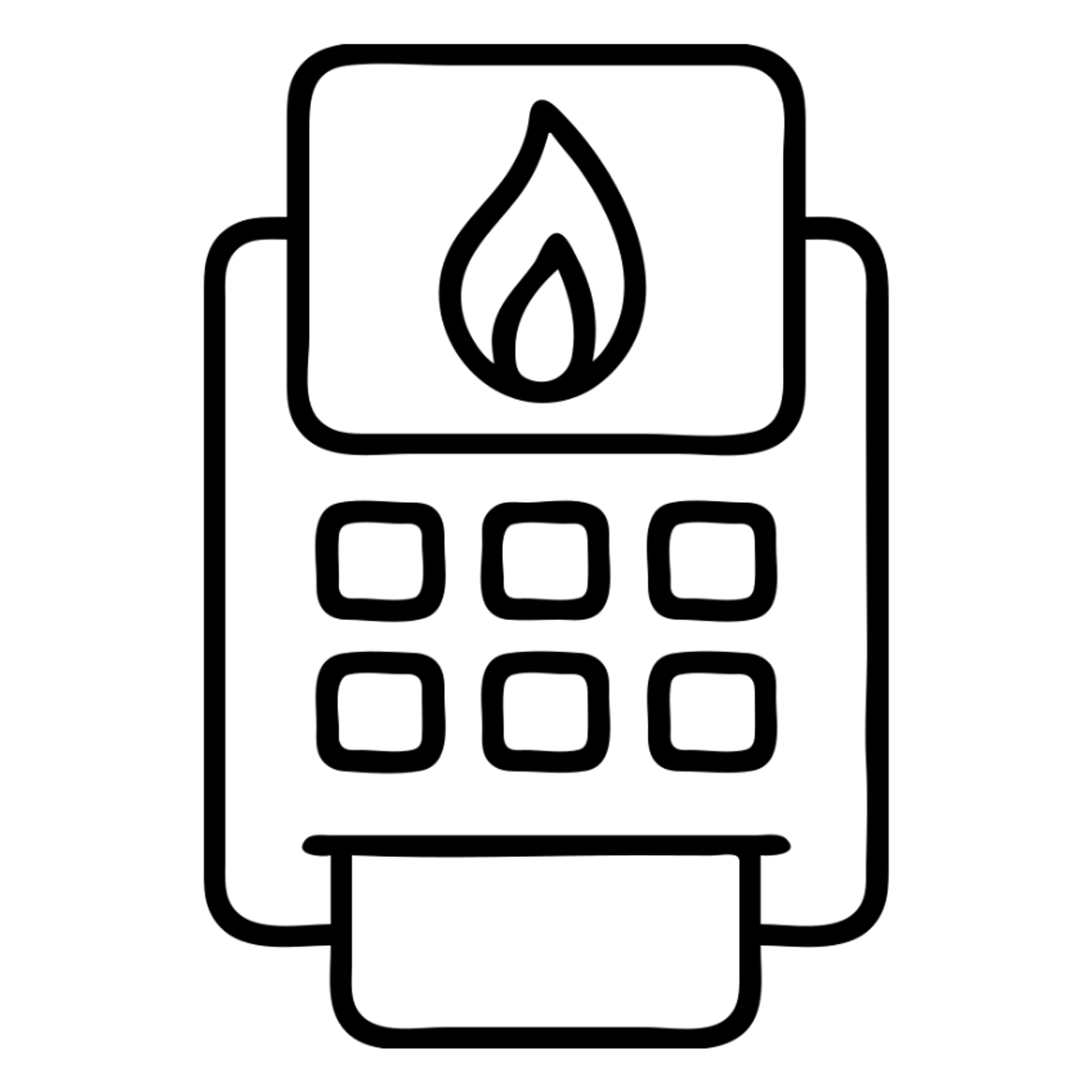 Gazprom Pay financial transaction icon with gas flame symbol and payment terminal sticker