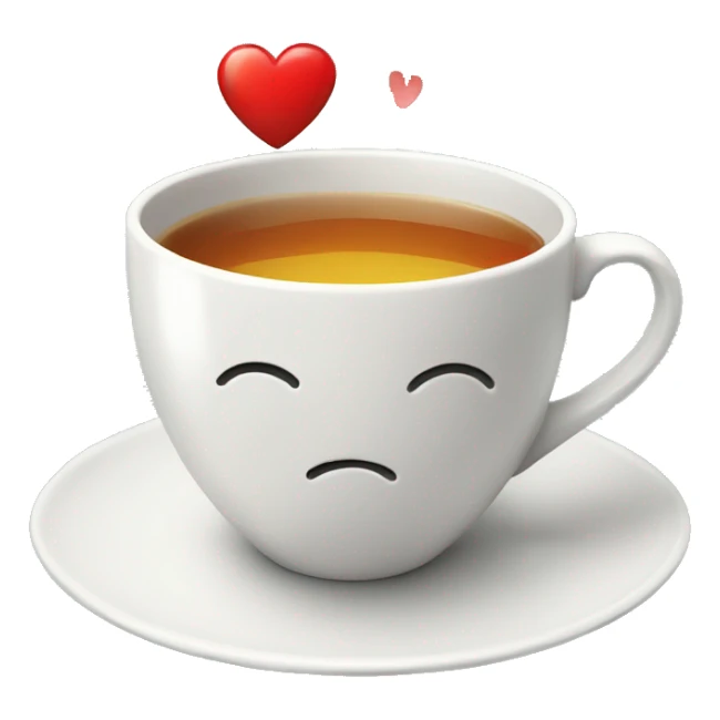 A cup of tea with attached heart  sticker