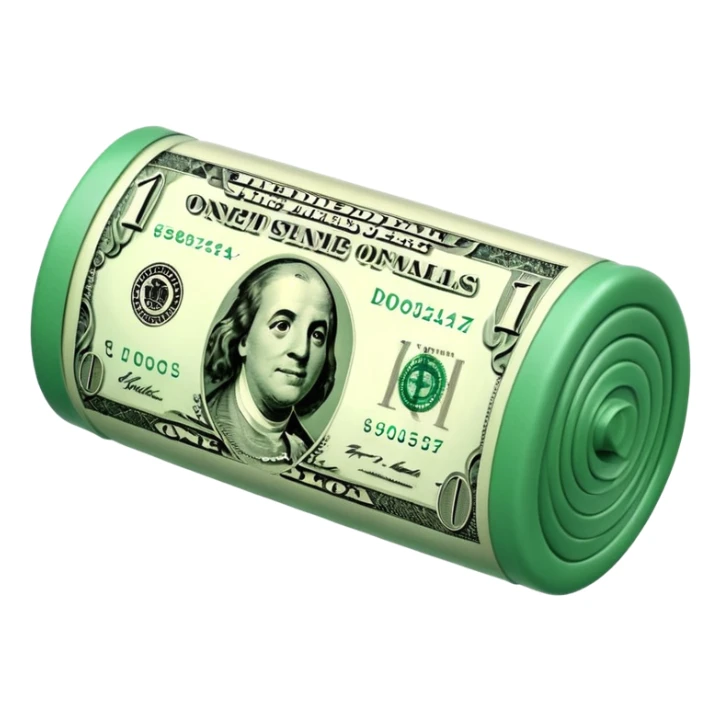 Money that is like a tube One dollar sticker