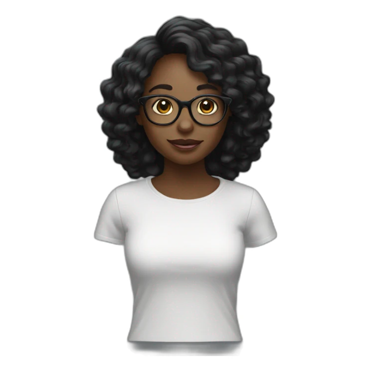 a black wavy black long girl wich glasses sticker