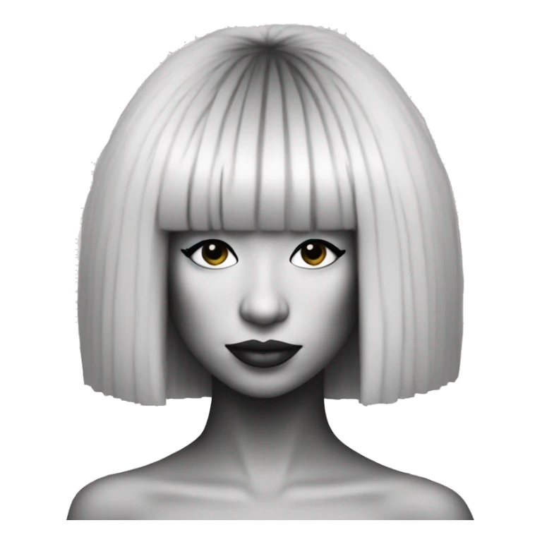 singer sia with big wig black and whit sticker