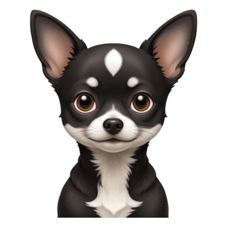 Very Dark black Chihuahua with white markings On the neck In Telegram style sticker