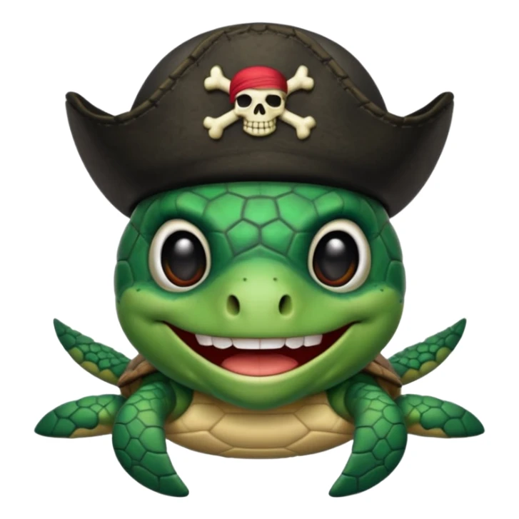 pirate turtle with skull and crossbones hat and black eyepatch sticker