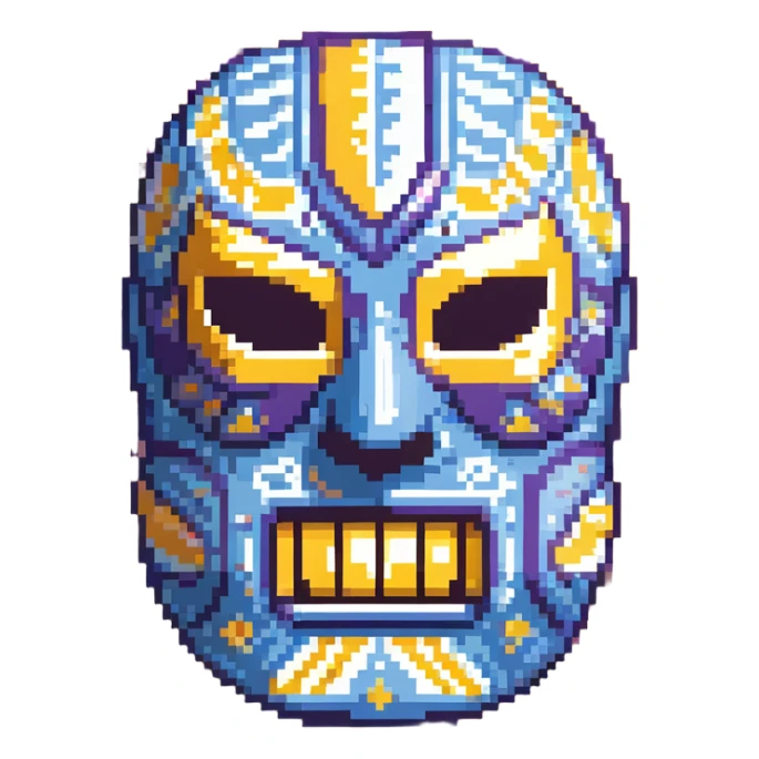 Purple and blue luchador mask with decorative patterns sticker