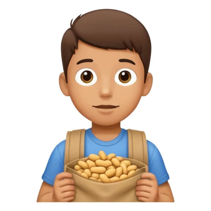 Boy holding a bag of peanuts sticker