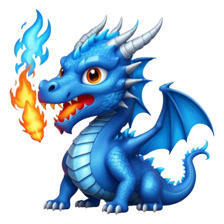Make an emoji of a dragon shooting blue fire out of its mouth. sticker