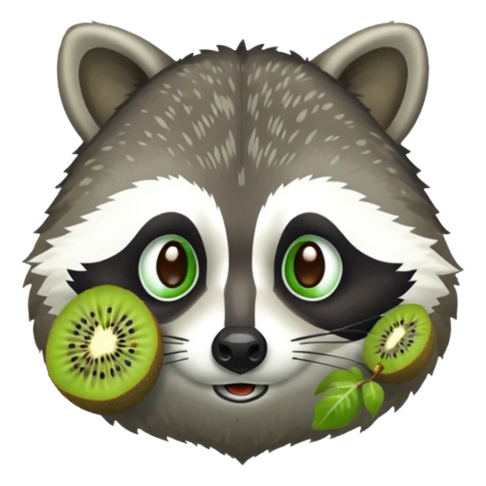 Raccoon head with a kiwi body sticker