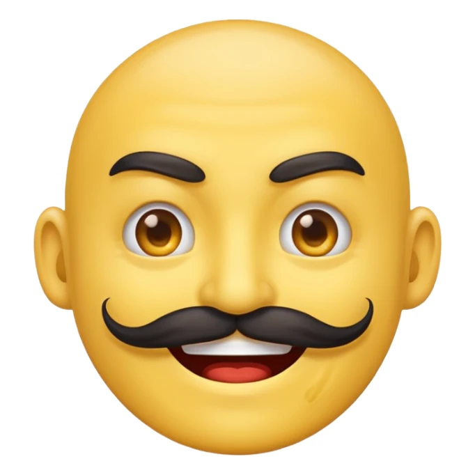 Create a Chinese smile emoji, the smile should contain an evil smile with a long Chinese like mustache sticker