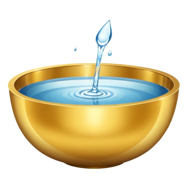 shiny gold bowl top view filled with water sticker