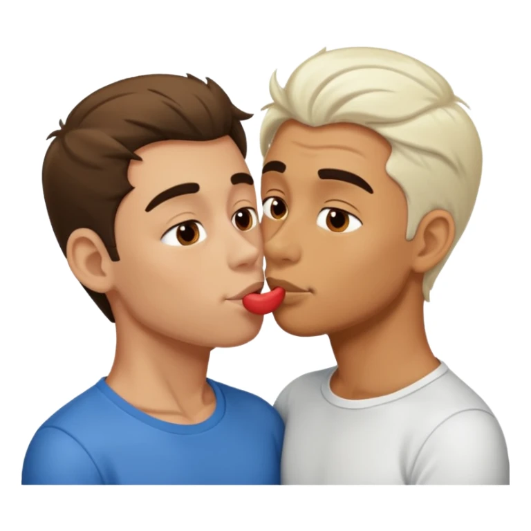 Brown and white guy kissing sticker