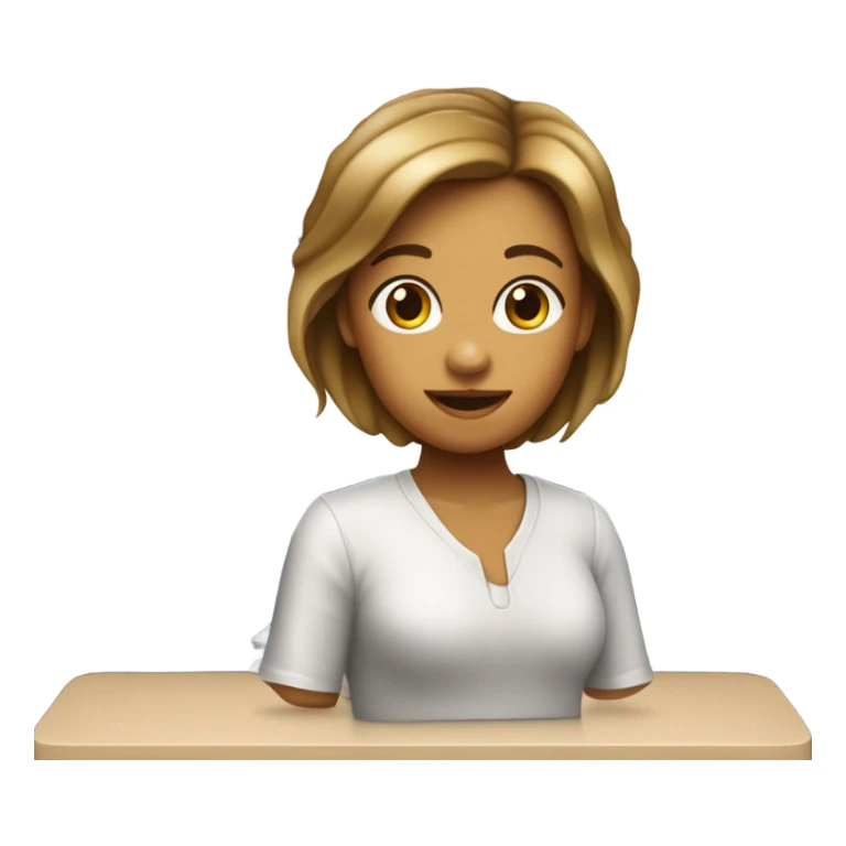 une fille avec une peau lanche cheveux moyenne , qui est devant un pc apple  sticker