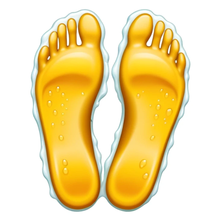 two foot soles covered with white sticky sap sticker