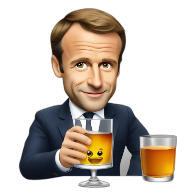 Emmanuel Macron en train de boire un verre  whisky sticker