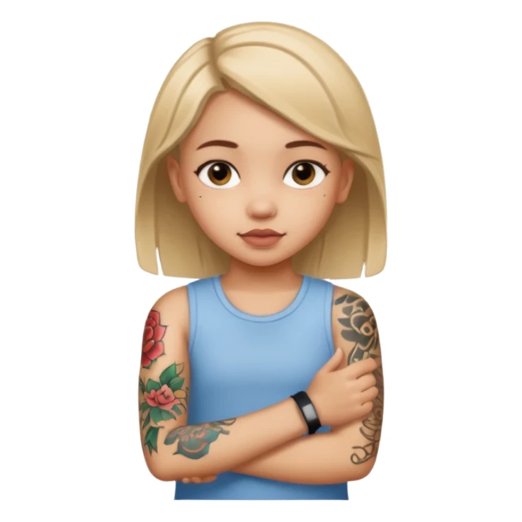 girl kid with tattoo sticker