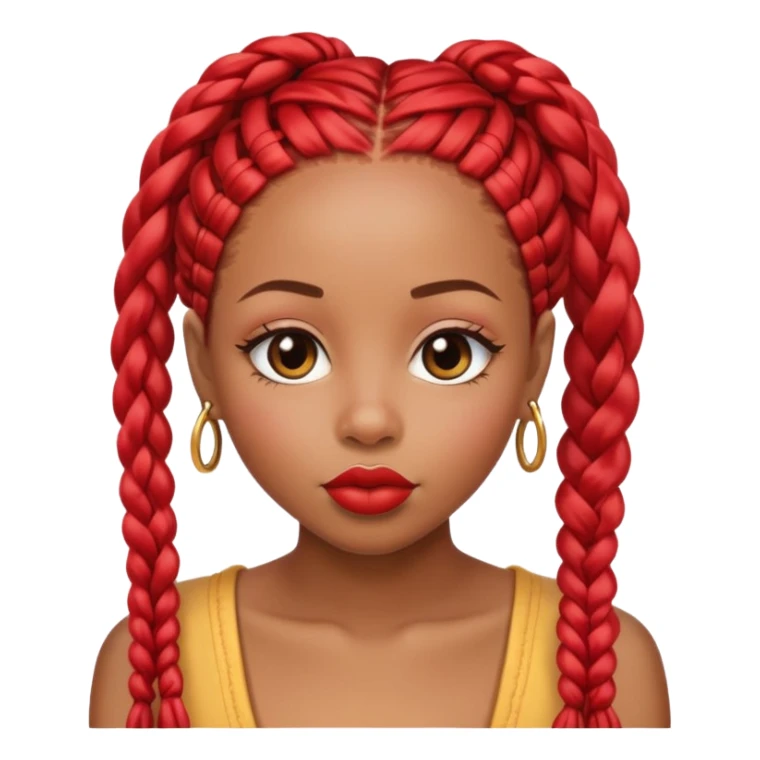 Afrolatina with red long box braids giving a kiss sticker