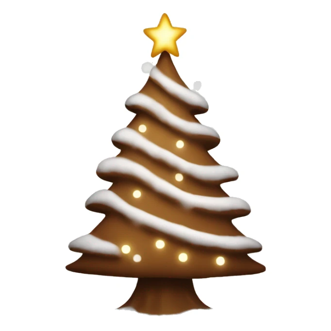 Brown colored Christmas tree with snow on it and lights sticker