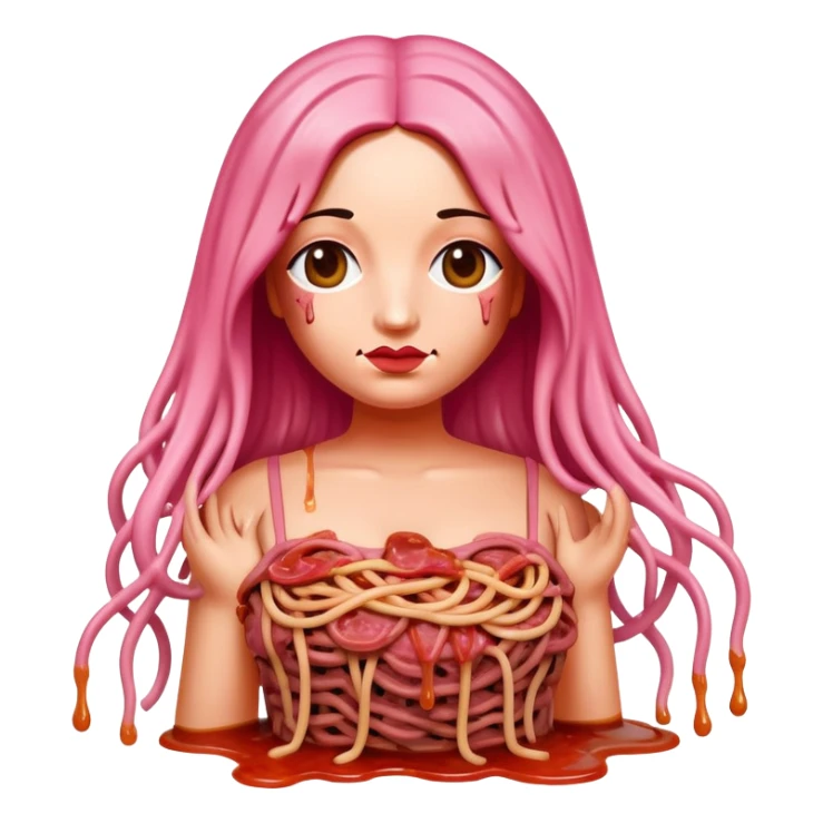  SPAM meat melted pink dripping sauce spaghetti dress monalisa portrait sticker